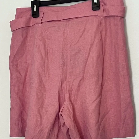 NWT MARC NEW YORK APRICOT LINEN BLEND BELTED SHORTS SZ MEDIUM - Picture 2 of 11